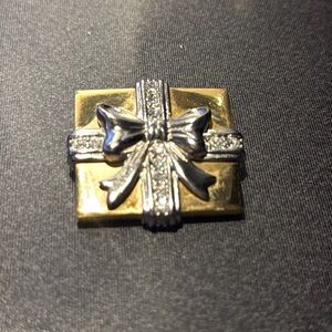 70's Brooch LCi Bow Box Shape Brooch Liz Claiborne Crystal Rhinestones